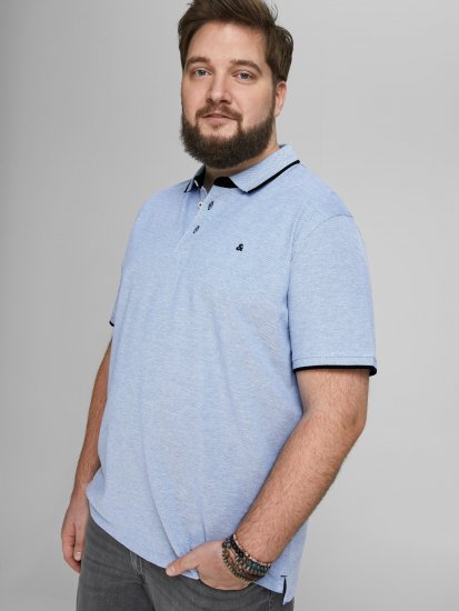 Jack & Jones PAULOS Short Sleeve Polo Light Blue/PS - Polos - Polos homme grande taille