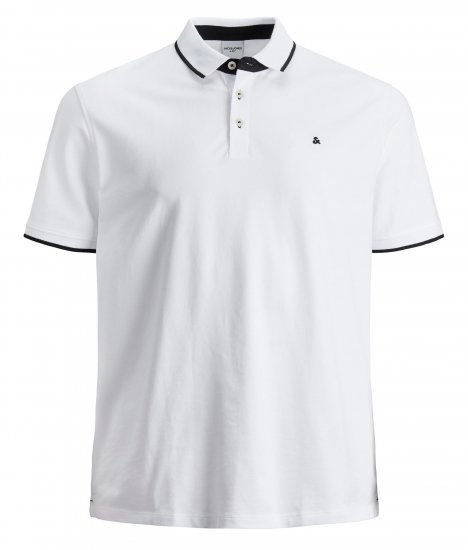 Jack & Jones PAULOS Short Sleeve Polo White/PS - Polos - Polos homme grande taille