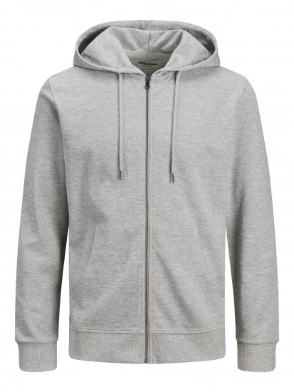 Jack & Jones Basic Sweat Zip Hood Light Grey Melange - Sweatshirts & hoodies - Sweatshirts/Hoodies grande taille homme