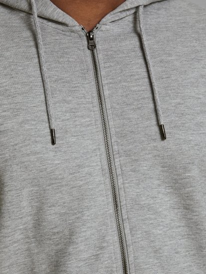 Jack & Jones Basic Sweat Zip Hood Light Grey Melange - Sweatshirts & hoodies - Sweatshirts/Hoodies grande taille homme