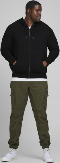 Jack & Jones Basic Sweat Zip Hood Black - Sweatshirts & hoodies - Sweatshirts/Hoodies grande taille homme
