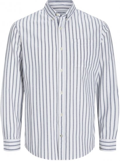 Jack & Jones OXFORD LS Shirt Striped Ensign Blue - Chemises - Chemises Grandes Tailles Hommes