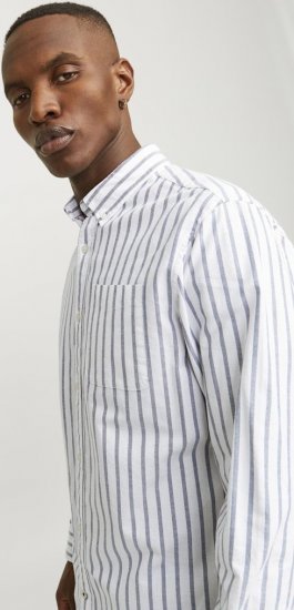Jack & Jones OXFORD LS Shirt Striped Ensign Blue - Chemises - Chemises Grandes Tailles Hommes