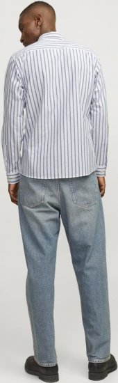 Jack & Jones OXFORD LS Shirt Striped Ensign Blue - Chemises - Chemises Grandes Tailles Hommes