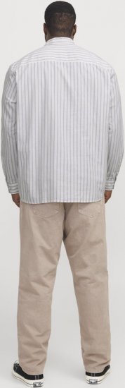 Jack & Jones OXFORD LS Shirt Striped White - Chemises - Chemises Grandes Tailles Hommes