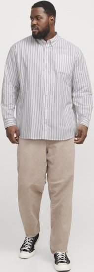 Jack & Jones OXFORD LS Shirt Striped White - Chemises - Chemises Grandes Tailles Hommes