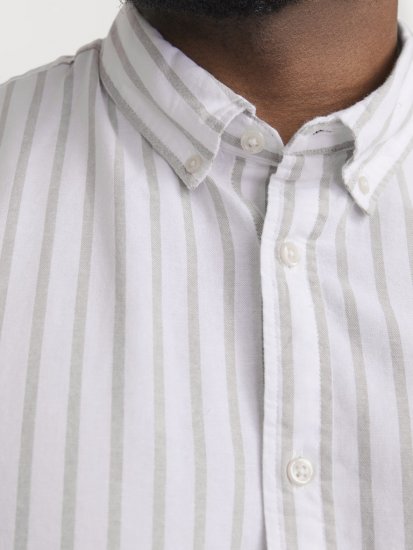 Jack & Jones OXFORD LS Shirt Striped White - Chemises - Chemises Grandes Tailles Hommes