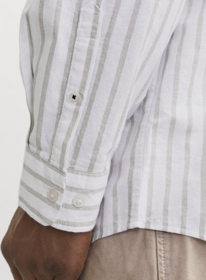 Jack & Jones OXFORD LS Shirt Striped White - Chemises - Chemises Grandes Tailles Hommes