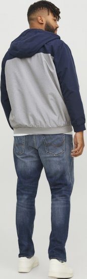 Jack & Jones RUSH White/Grey Blocking Bomber Jacket with Hood Navy Blazer - Vestes - Vestes homme grandes tailles