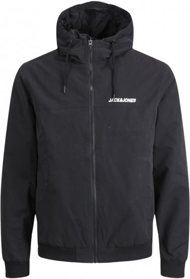 Jack & Jones RUSH SOLID Bomber Jacket with Hood Black - Vestes - Vestes homme grandes tailles