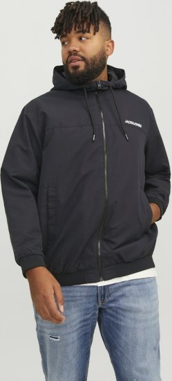 Jack & Jones RUSH SOLID Bomber Jacket with Hood Black - Vestes - Vestes homme grandes tailles