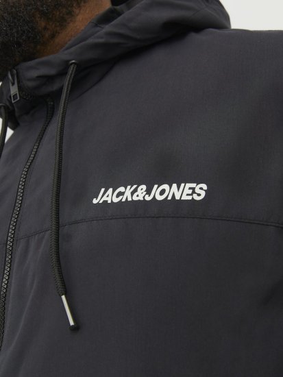 Jack & Jones RUSH SOLID Bomber Jacket with Hood Black - Vestes - Vestes homme grandes tailles