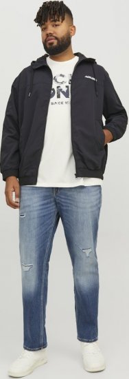 Jack & Jones RUSH SOLID Bomber Jacket with Hood Black - Vestes - Vestes homme grandes tailles