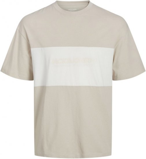Jack & Jones LEGACY BLOCKING T-Shirt Beige - T-shirts - T-shirts Homme Grande Taille