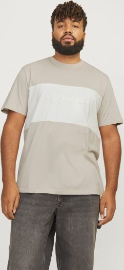 Jack & Jones LEGACY BLOCKING T-Shirt Beige - T-shirts - T-shirts Homme Grande Taille
