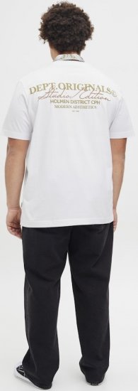 Jack & Jones Lington Crew Neck T-Shirt Bright White - T-shirts - T-shirts Homme Grande Taille
