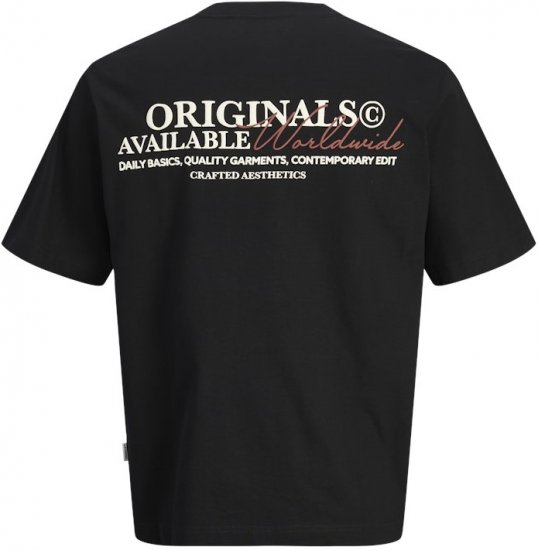 Jack & Jones Lington Crew Neck T-Shirt Black - T-shirts - T-shirts Homme Grande Taille