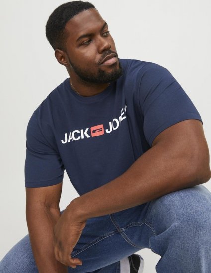 Jack & Jones Corp Logo Crew Neck T-Shirt Navy Blazer - T-shirts - T-shirts Homme Grande Taille