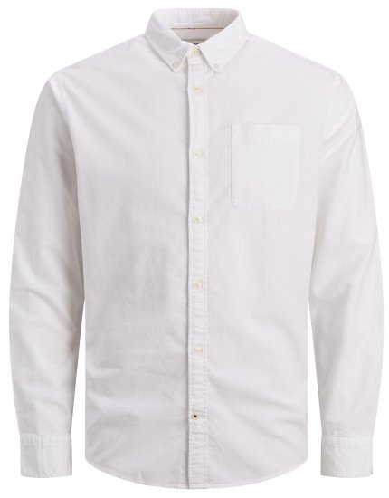 Jack & Jones OXFORD LS Shirt White - Chemises - Chemises Grandes Tailles Hommes