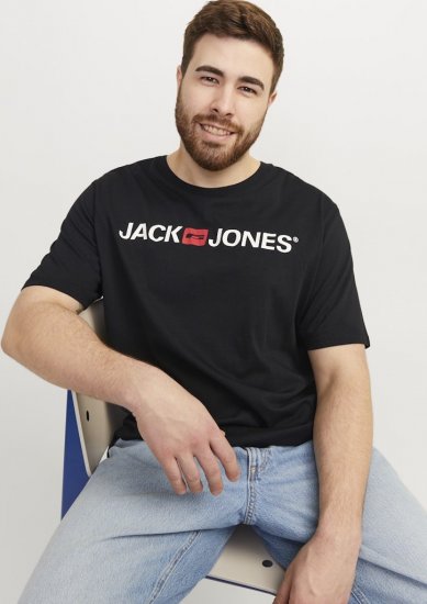 Jack & Jones Corp Logo Crew Neck T-Shirt Black - T-shirts - T-shirts Homme Grande Taille
