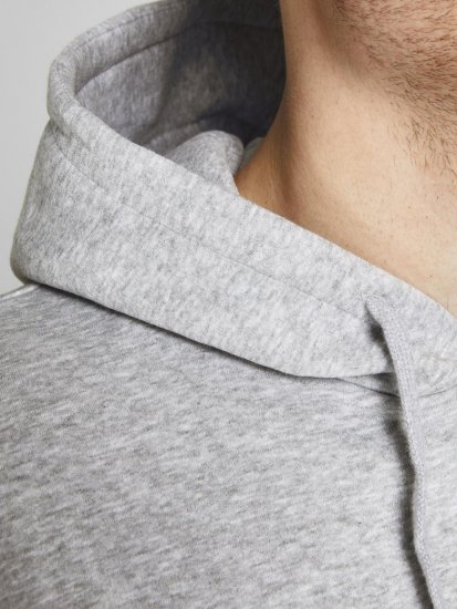 Jack & Jones CORP LOGO Large Print Hoodie Light Grey Melange - Sweatshirts & hoodies - Sweatshirts/Hoodies grande taille homme