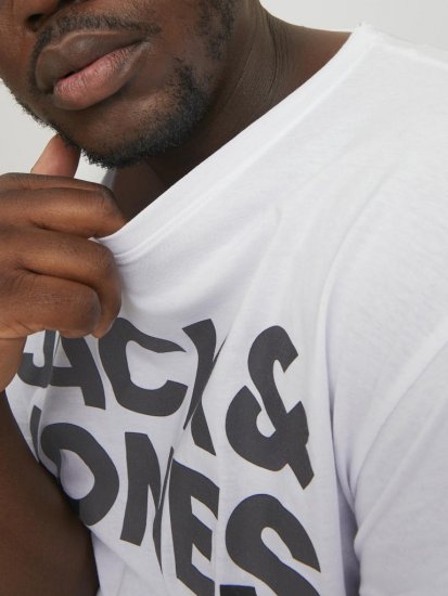 Jack & Jones CORP Logo T-Shirt White w Large Black Print - T-shirts - T-shirts Homme Grande Taille