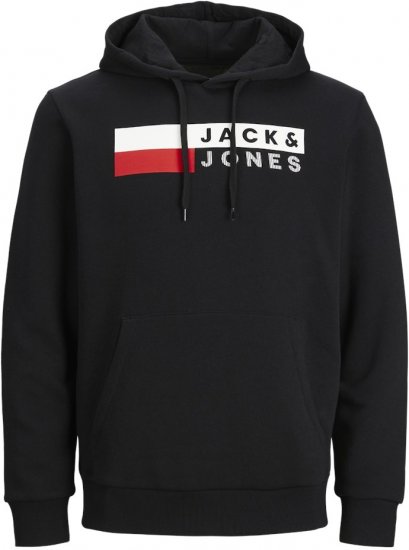 Jack & Jones CORP LOGO PLAY 4 Print Hoodie Black - Sweatshirts & hoodies - Sweatshirts/Hoodies grande taille homme