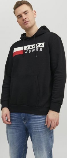 Jack & Jones CORP LOGO PLAY 4 Print Hoodie Black - Sweatshirts & hoodies - Sweatshirts/Hoodies grande taille homme