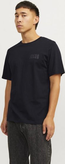 Jack & Jones CORP Logo T-Shirt Black w Small Black Print - T-shirts - T-shirts Homme Grande Taille