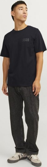 Jack & Jones CORP Logo T-Shirt Black w Small Black Print - T-shirts - T-shirts Homme Grande Taille
