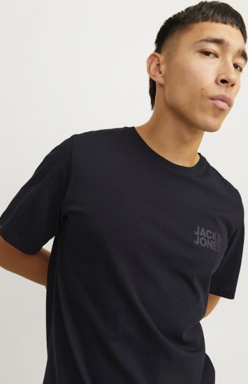 Jack & Jones CORP Logo T-Shirt Black w Small Black Print - T-shirts - T-shirts Homme Grande Taille