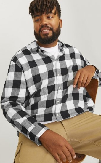 Jack & Jones Gingham L/S Shirt Whisper White - Chemises - Chemises Grandes Tailles Hommes