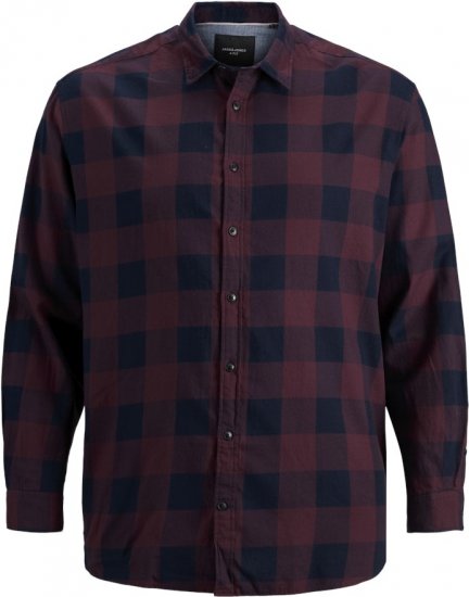 Jack & Jones Gingham L/S Shirt Dark Red - Chemises - Chemises Grandes Tailles Hommes