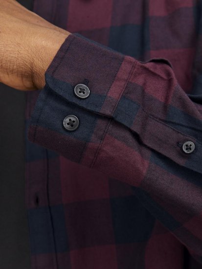 Jack & Jones Gingham L/S Shirt Dark Red - Chemises - Chemises Grandes Tailles Hommes