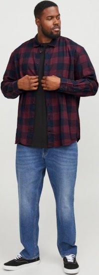 Jack & Jones Gingham L/S Shirt Dark Red - Chemises - Chemises Grandes Tailles Hommes