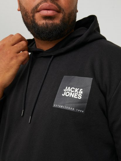 Jack & Jones JJLOCK SWEAT HOOD Black - Sweatshirts & hoodies - Sweatshirts/Hoodies grande taille homme