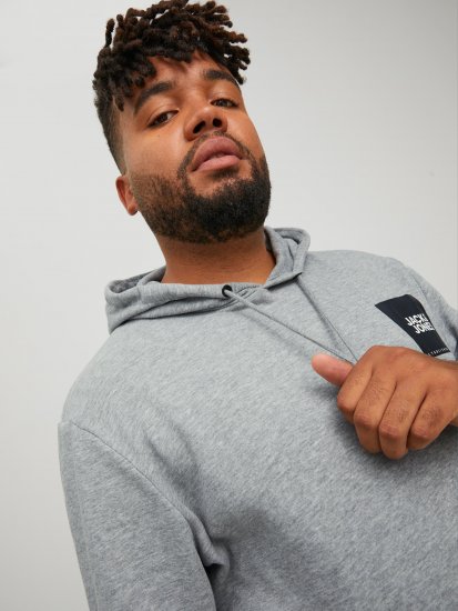 Jack & Jones JJLOCK SWEAT HOOD Grey - Sweatshirts & hoodies - Sweatshirts/Hoodies grande taille homme