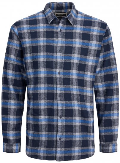 Jack & Jones JCOBERG SHIRT Blue - Chemises - Chemises Grandes Tailles Hommes
