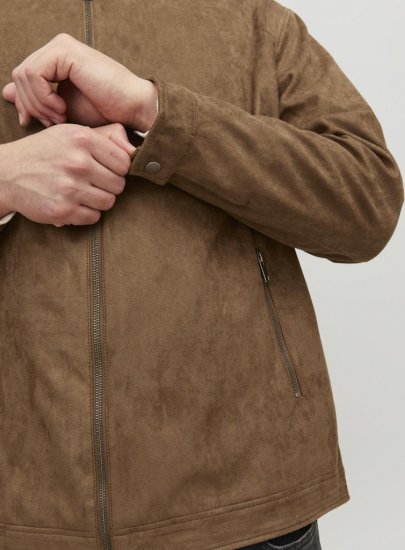 Jack & Jones Rocky Urban Rider Leather Jacket Brown - Vestes - Vestes homme grandes tailles