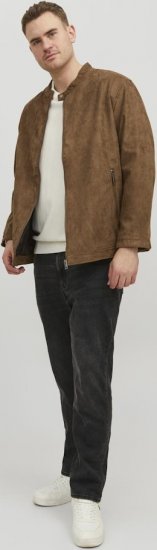 Jack & Jones Rocky Urban Rider Leather Jacket Brown - Vestes - Vestes homme grandes tailles
