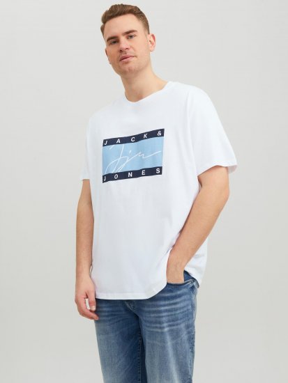 Jack & Jones JORJOSHUA T-shirt Bright White - T-shirts - T-shirts Homme Grande Taille