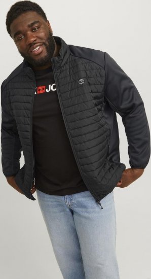 Jack & Jones MULTI SET-IN Sleeves Quilted Jacket With Collar Black - Vestes - Vestes homme grandes tailles