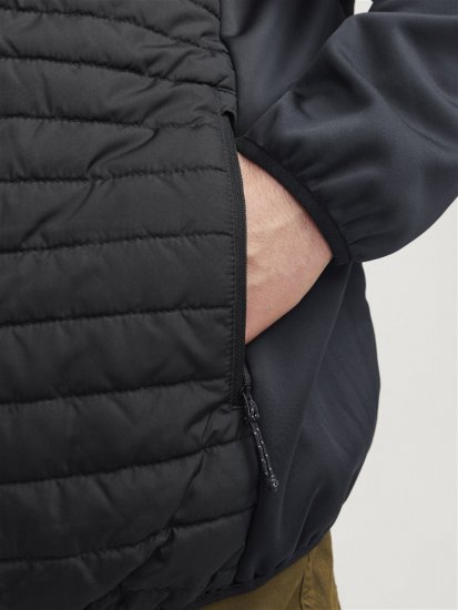 Jack & Jones MULTI SET-IN Sleeves Quilted Jacket With Collar Black - Vestes - Vestes homme grandes tailles