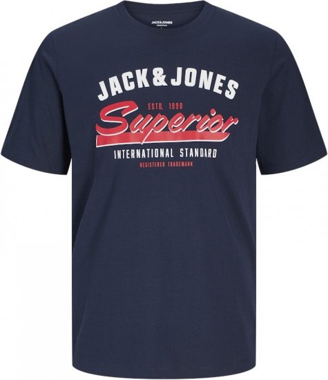 Jack & Jones LOGO O-Neck T-Shirt Dark Blue - T-shirts - T-shirts Homme Grande Taille