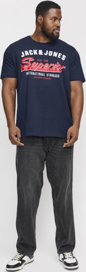 Jack & Jones LOGO O-Neck T-Shirt Dark Blue - T-shirts - T-shirts Homme Grande Taille