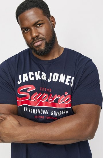 Jack & Jones LOGO O-Neck T-Shirt Dark Blue - T-shirts - T-shirts Homme Grande Taille