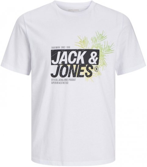  Jack & Jones Jaxon Crew Neck T-Shirt White - T-shirts - T-shirts Homme Grande Taille