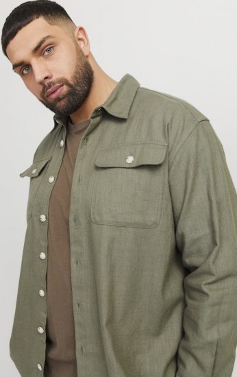 Jack & Jones Raymond Spring Long Sleeve Overshirt Green - Chemises - Chemises Grandes Tailles Hommes