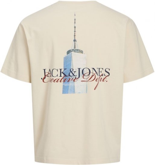 Jack & Jones Boston Photo Crew Neck T-Shirt Antique White - T-shirts - T-shirts Homme Grande Taille