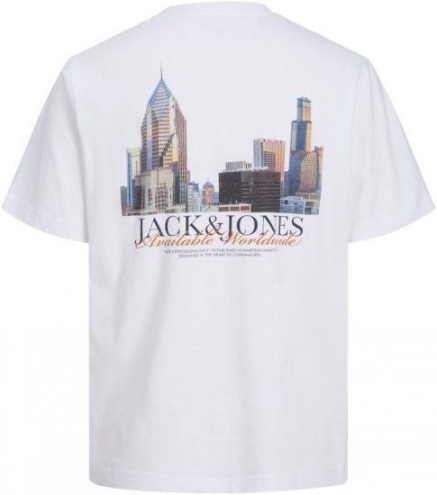 Jack & Jones Boston Photo Crew Neck T-Shirt Bright White - T-shirts - T-shirts Homme Grande Taille